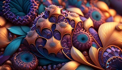 Abstract Fractal Floral Pattern With Vibrant Colors