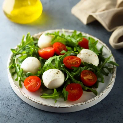 Fresh Caprese Salad With Mozzarella And Cherry Tomatoes