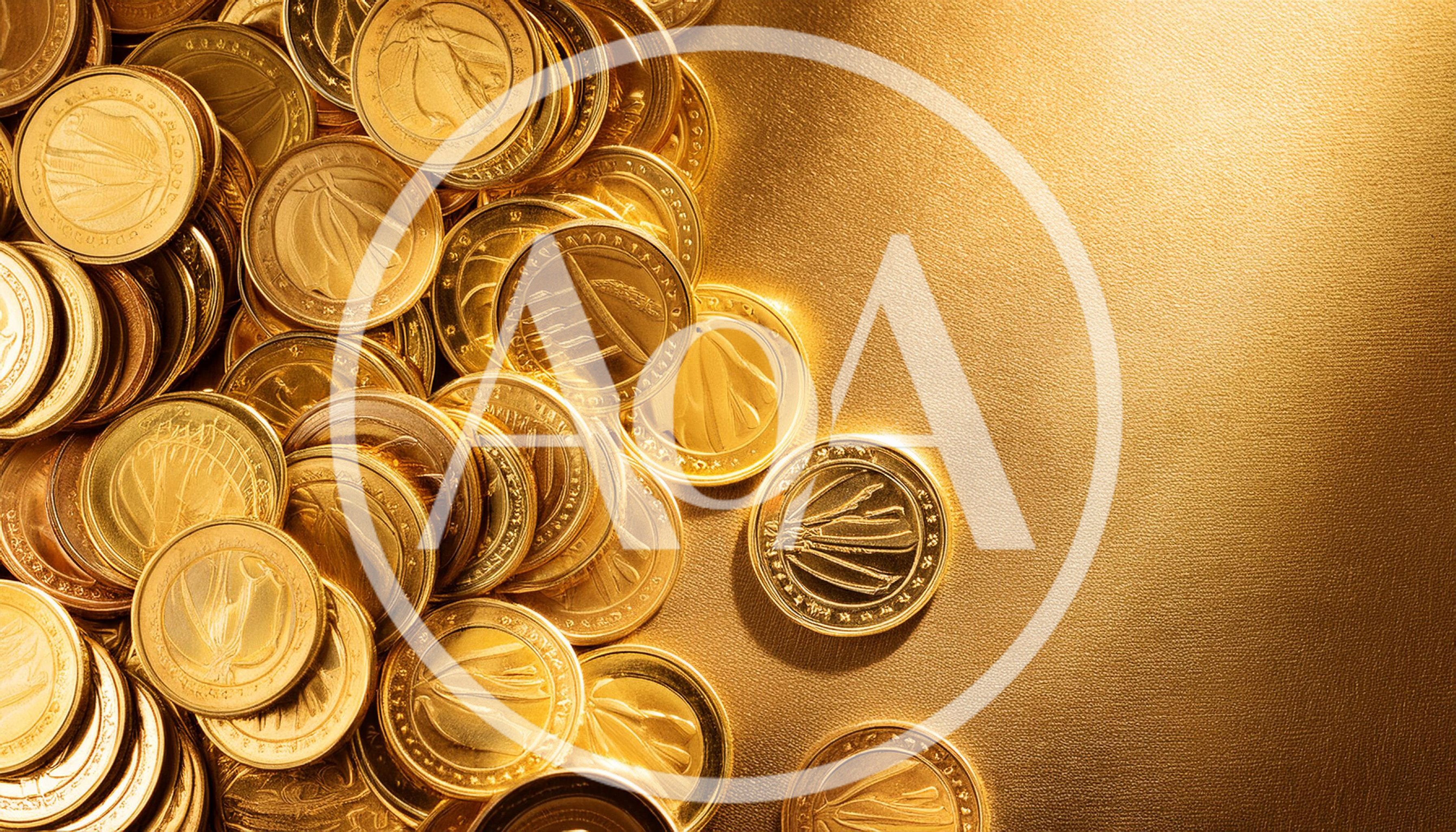 Pile of Shiny Gold Coins on Metallic Surface