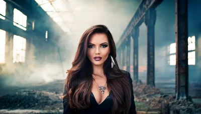 Portrait Of A Glamorous Woman In An Industrial Warehouse