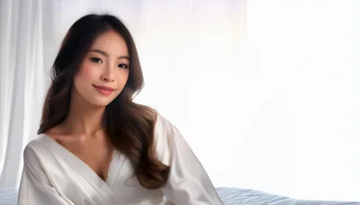 Beautiful Asian Woman Relaxing In A Silk Robe
