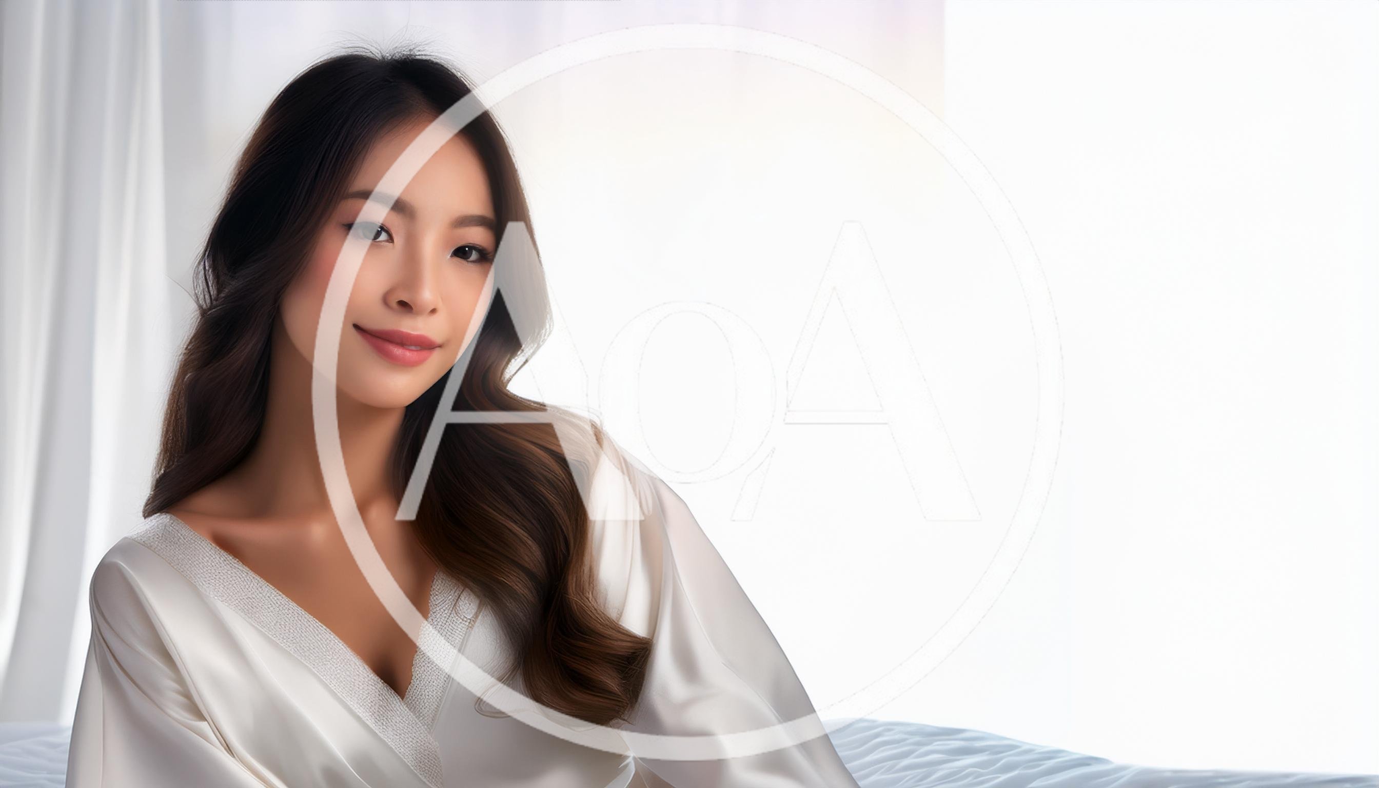Beautiful Asian Woman Relaxing In A Silk Robe