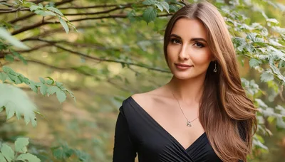 Portrait Of A Beautiful Woman In A Forest