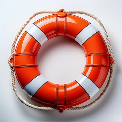 Orange And White Lifebuoy Ring With Rope