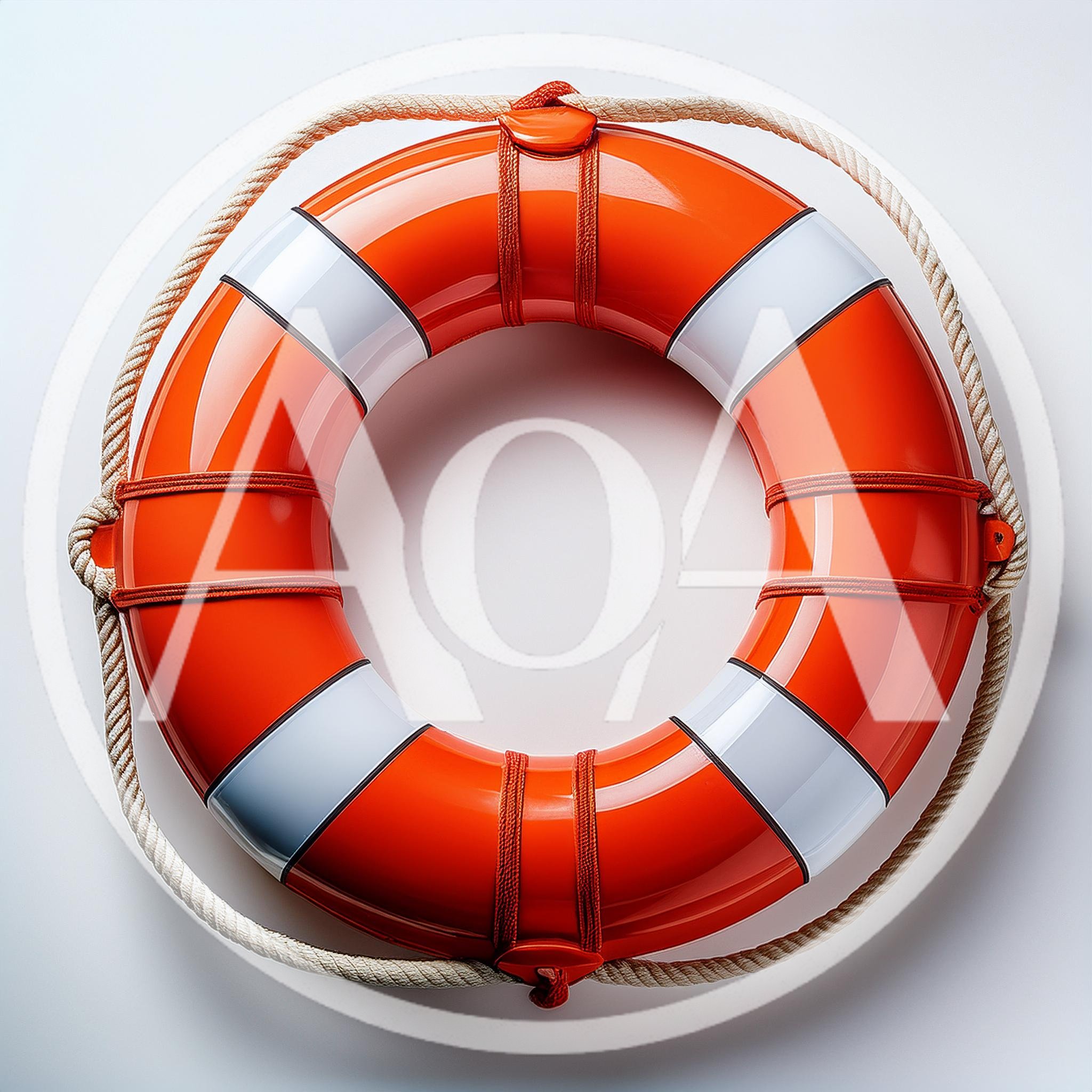 Orange And White Lifebuoy Ring With Rope