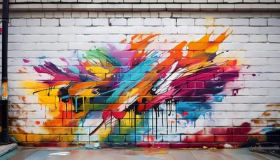 Vibrant Abstract Graffiti Art On White Brick Wall