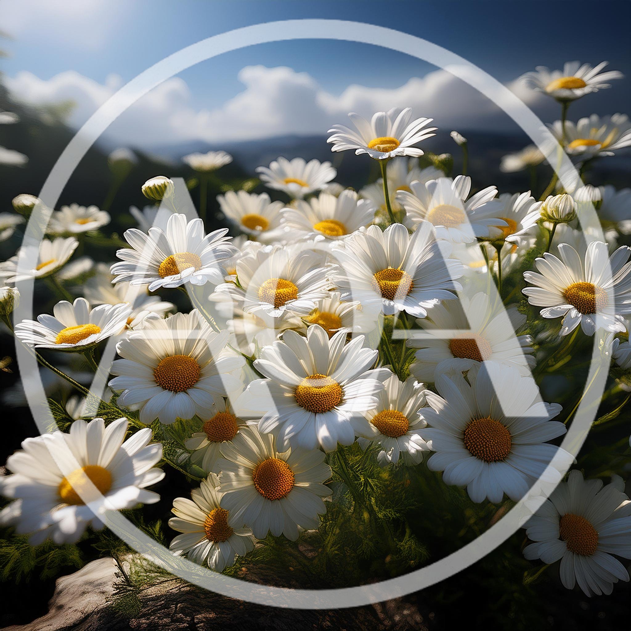 Vibrant White Daisy Flowers Blooming In Sunny Meadow