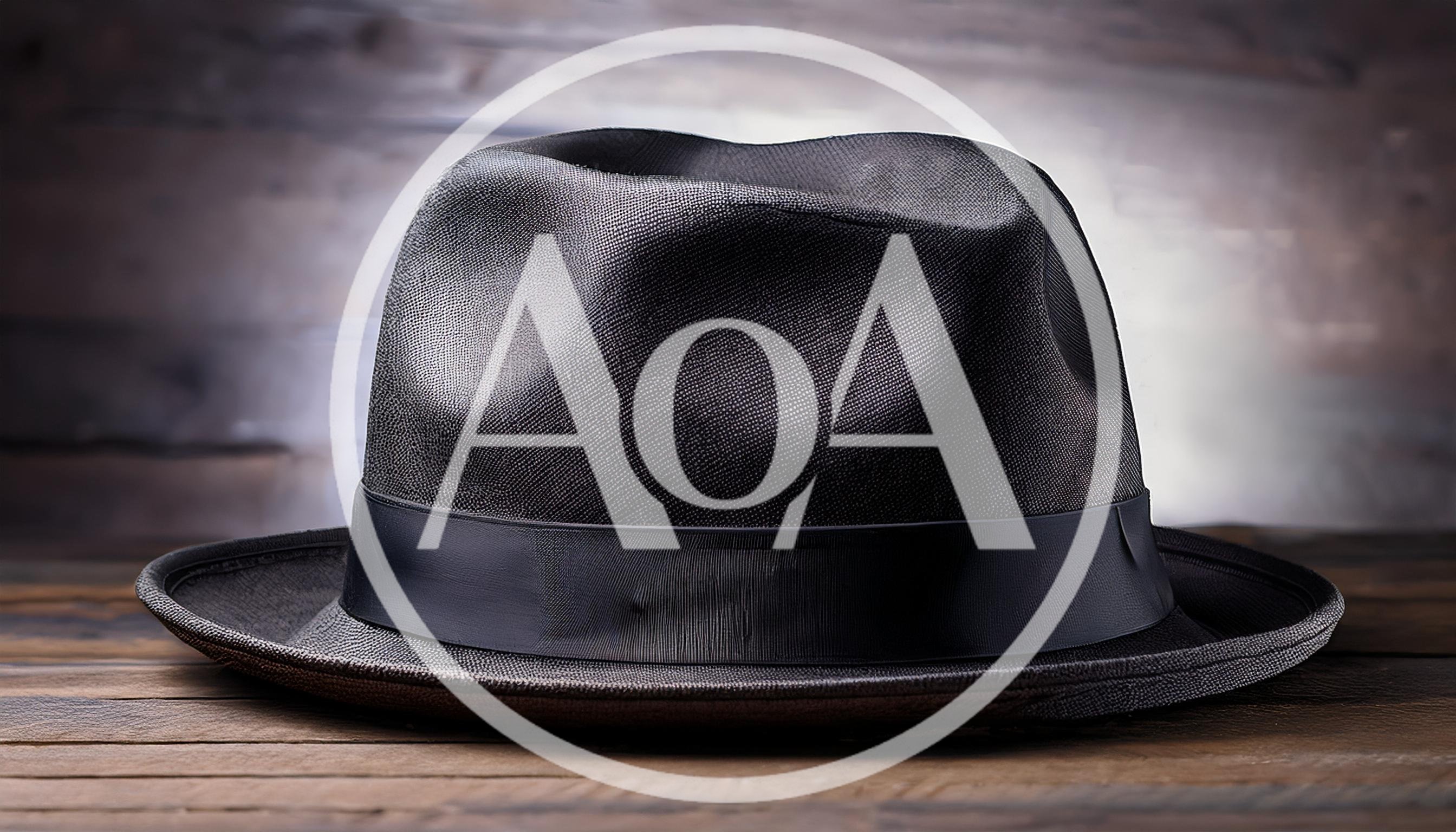 Classic Black Fedora Hat On Wooden Surface