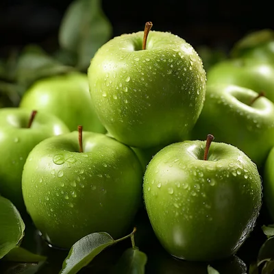 Fresh Green Apples With Water Droplets