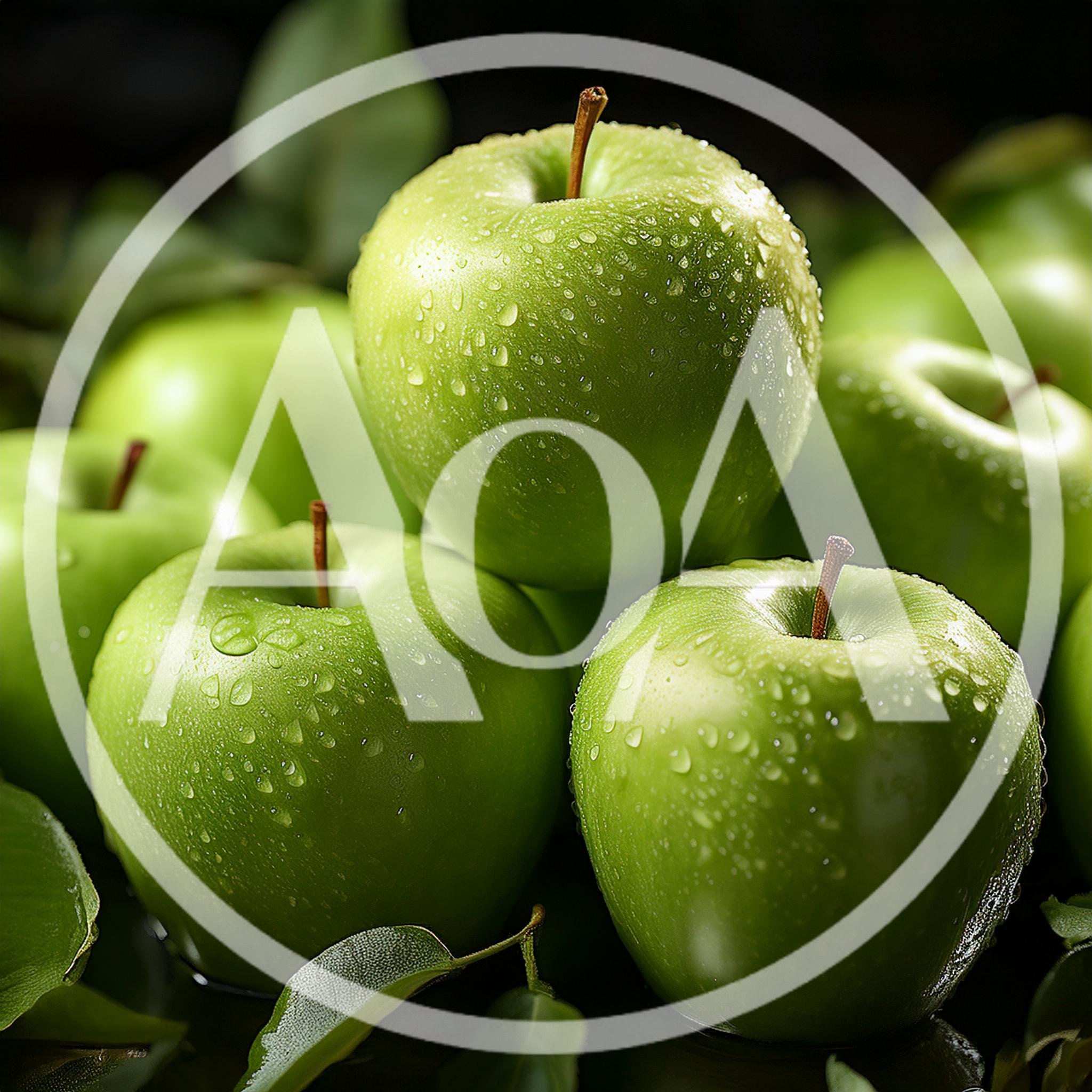 Fresh Green Apples With Water Droplets