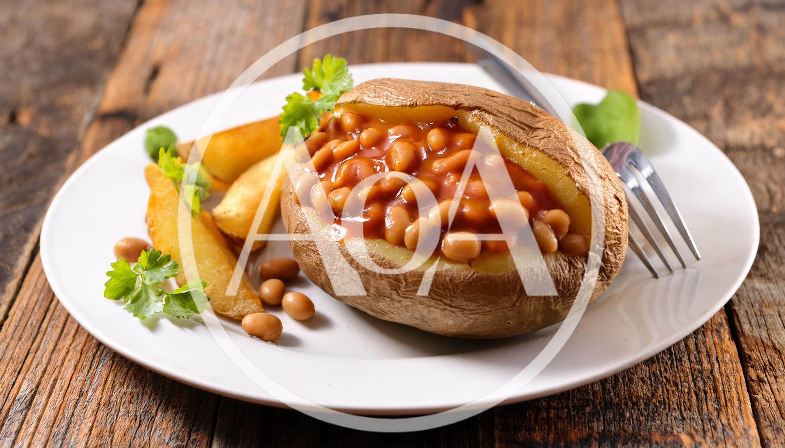 Baked Potato With Beans And Potato Wedges