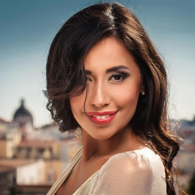Portrait Of A Beautiful Woman Smiling In Rome