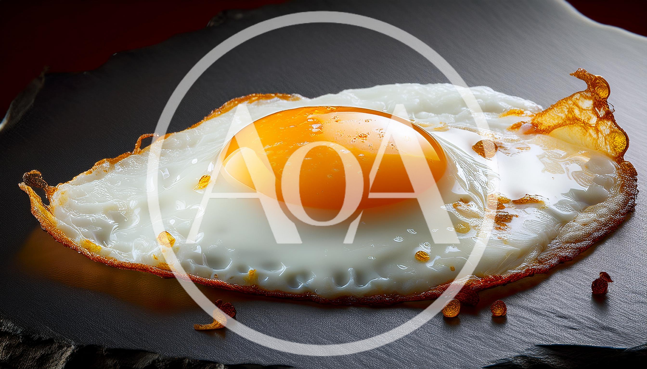 Single Fried Egg On A Dark Slate Plate