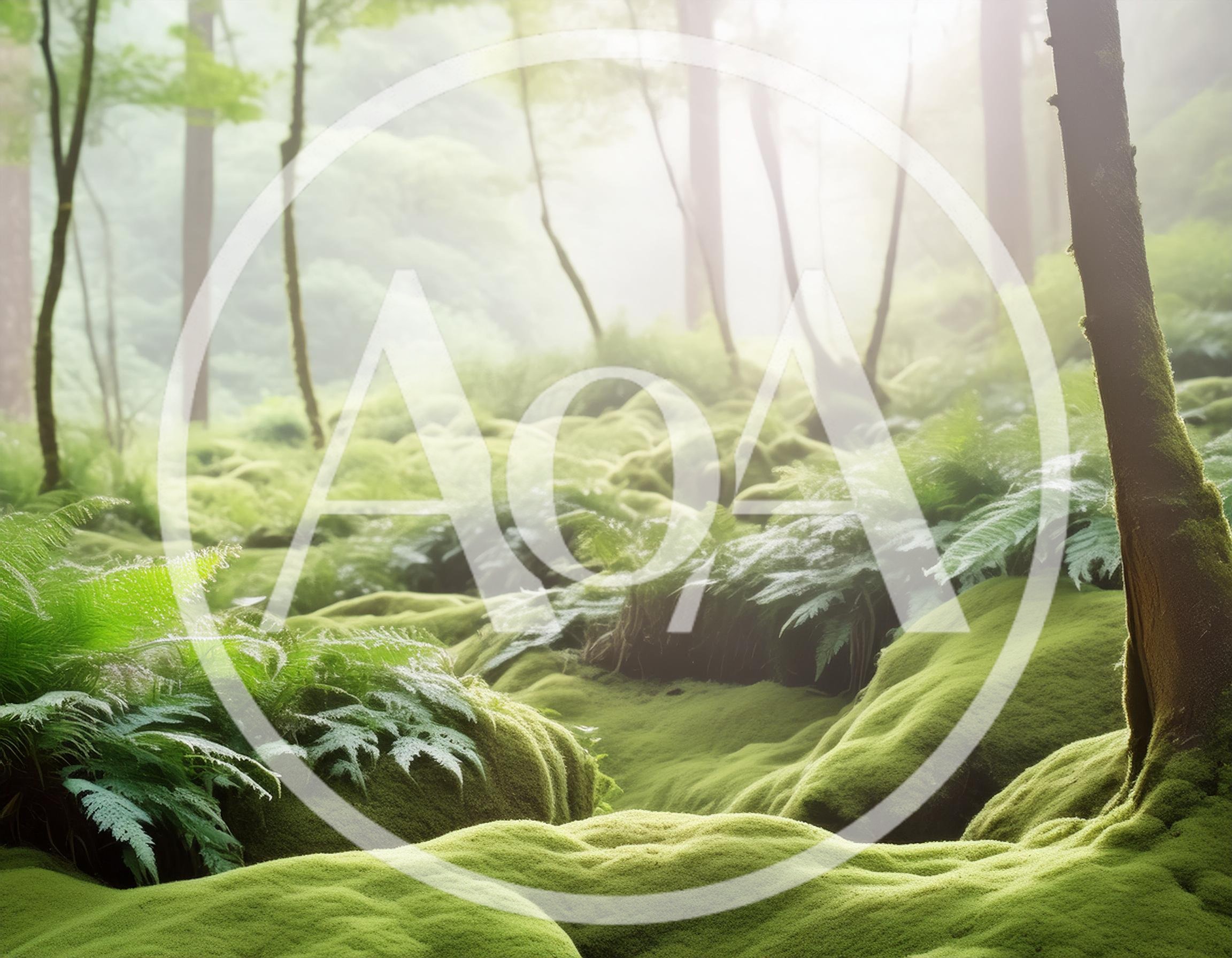 Lush Green Mossy Forest Floor With Ferns