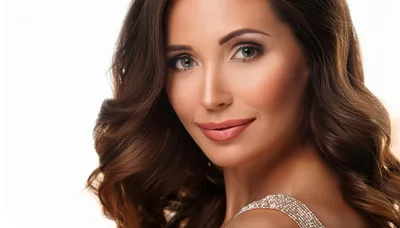 Portrait Of A Beautiful Woman With Wavy Brown Hair