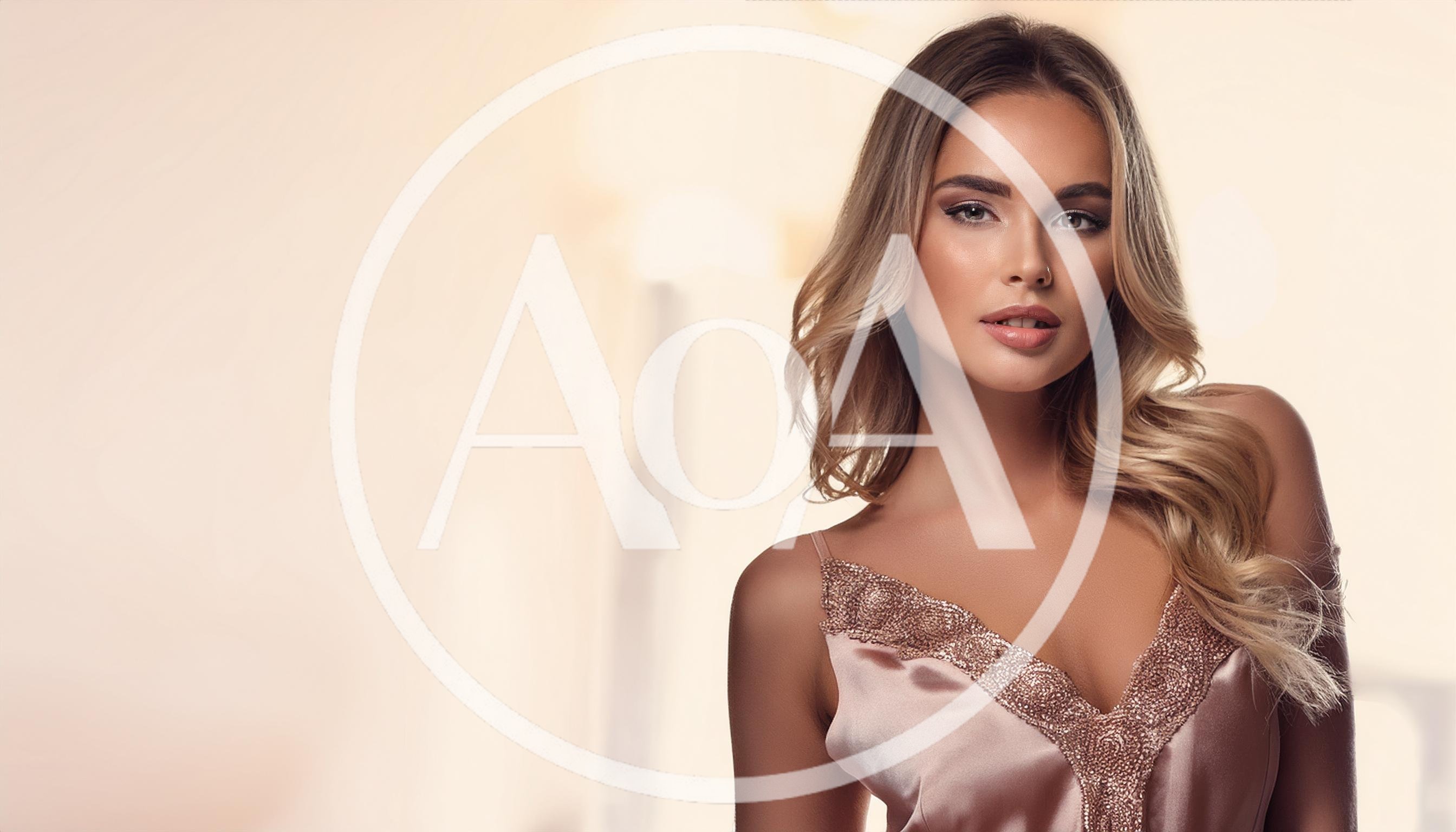 Portrait Of A Beautiful Blonde Woman In Silk Lingerie