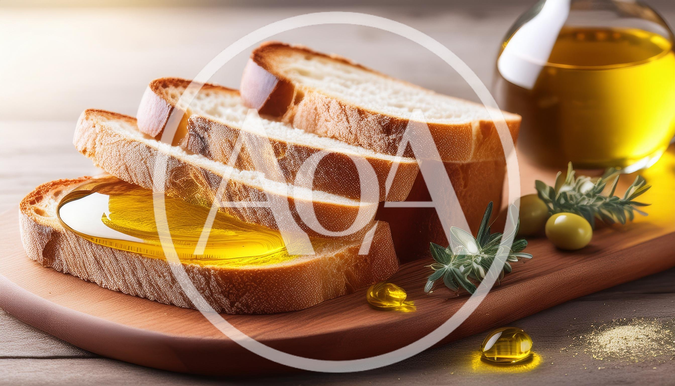 Slices Of Fresh Bread With Olive Oil
