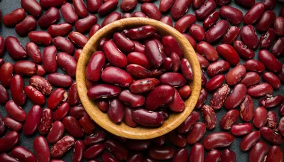 Red Kidney Beans In A Wooden Bowl
