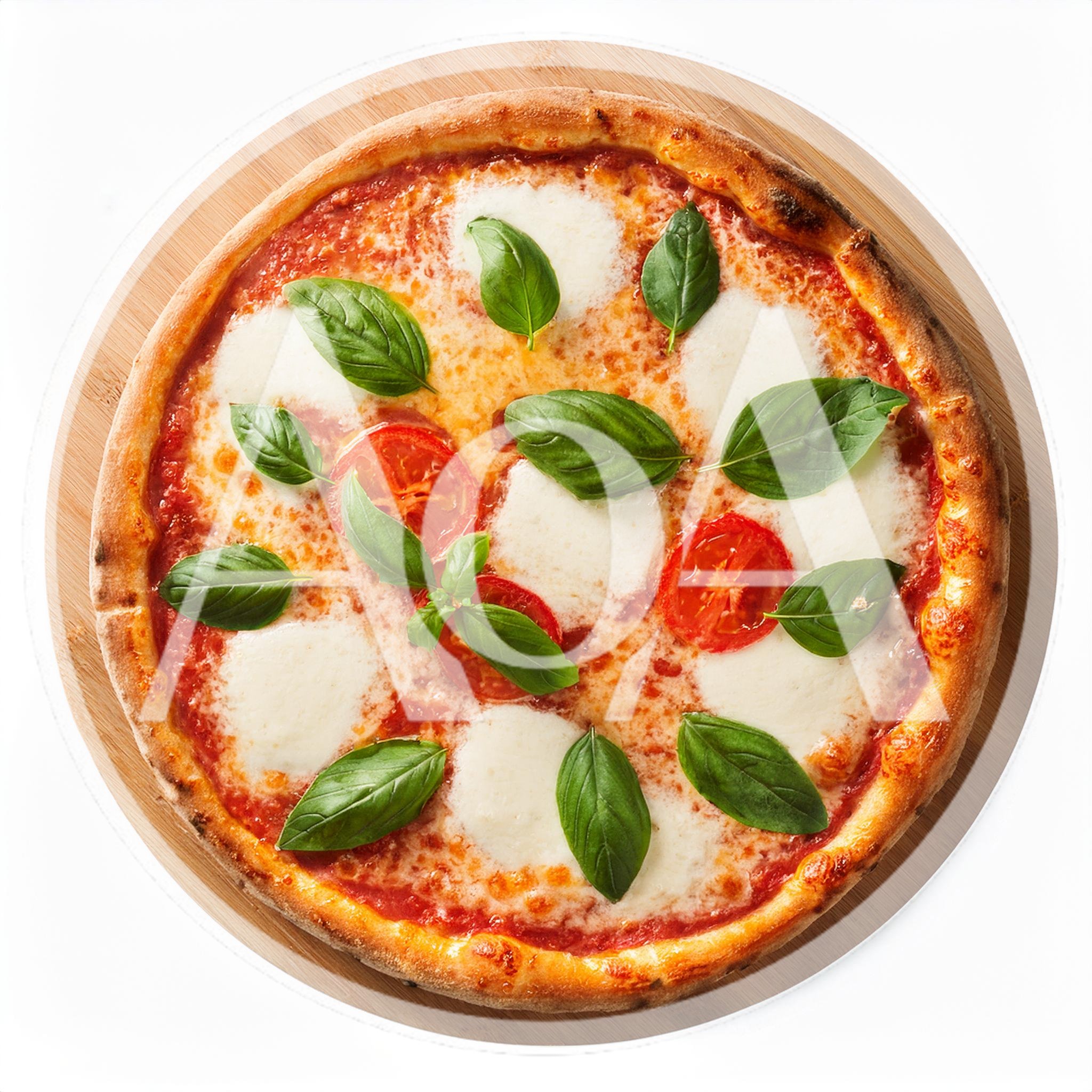 Fresh Margherita Pizza On A Wooden Serving Board