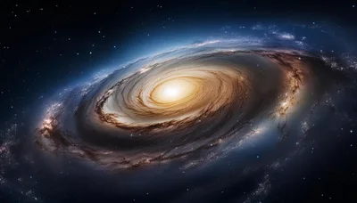 Spiral Galaxy Rotating In Deep Space