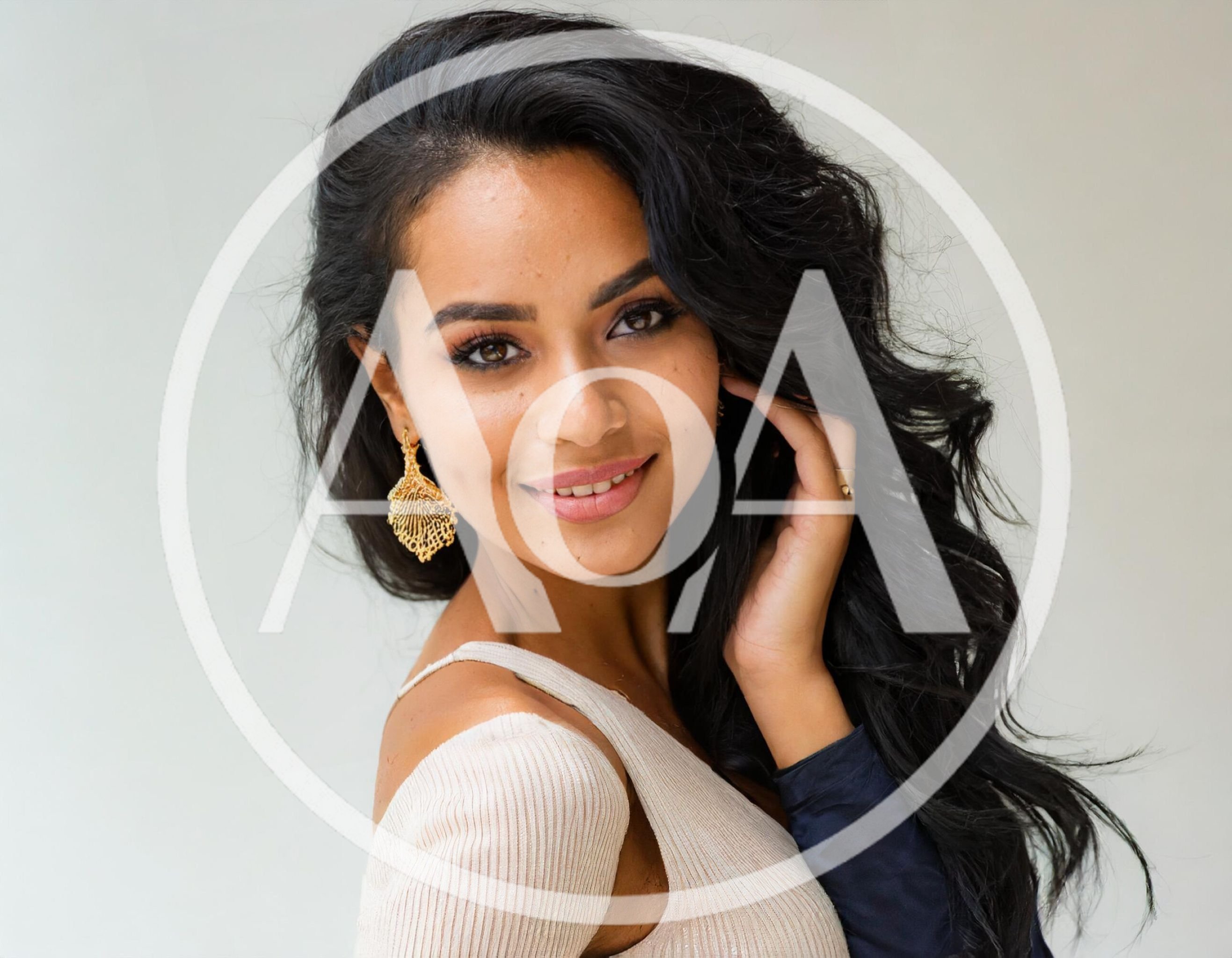 Portrait Of A Beautiful Young Woman With Long Dark Hair