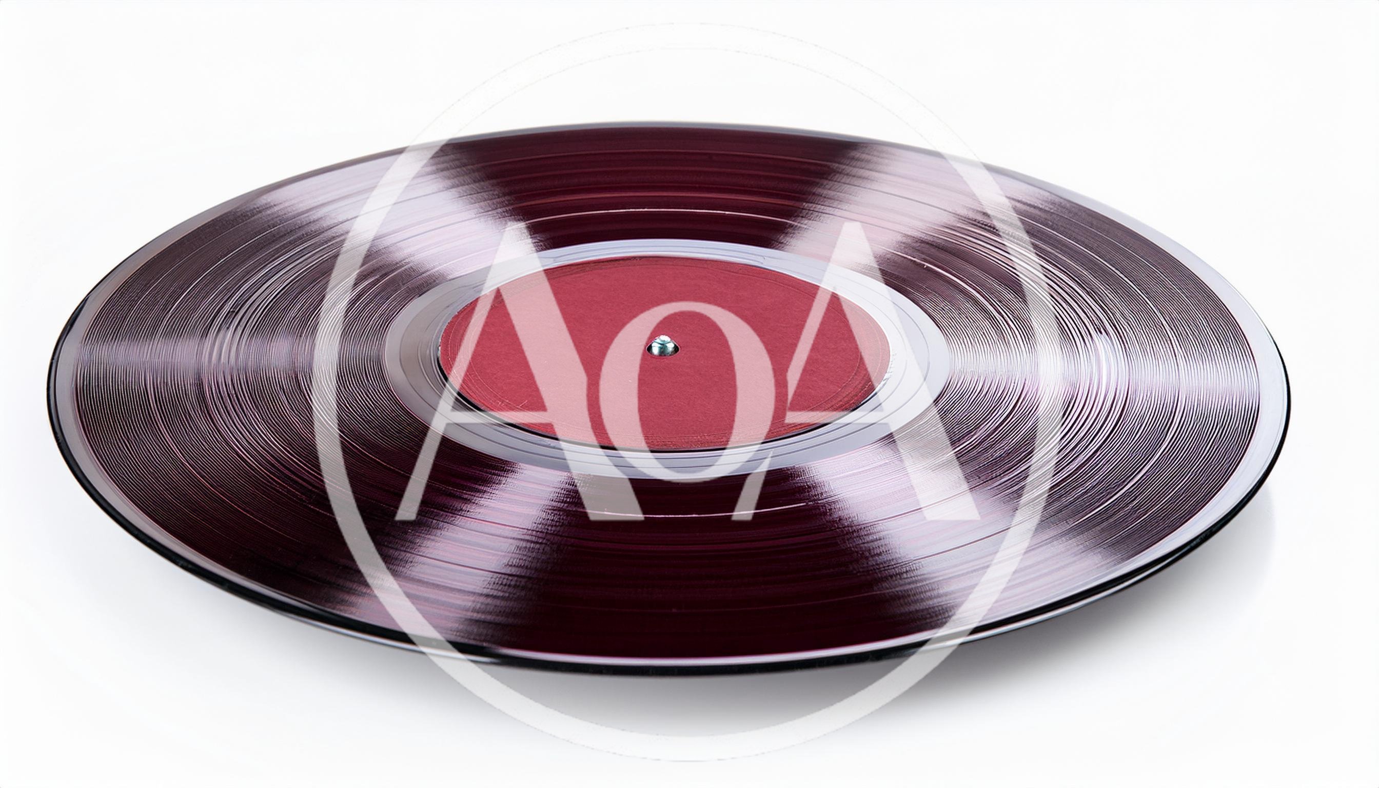 Purple Vinyl Record Disc on White Background
