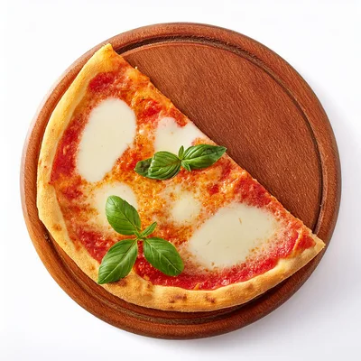 Half Margherita Pizza on Wooden Serving Board