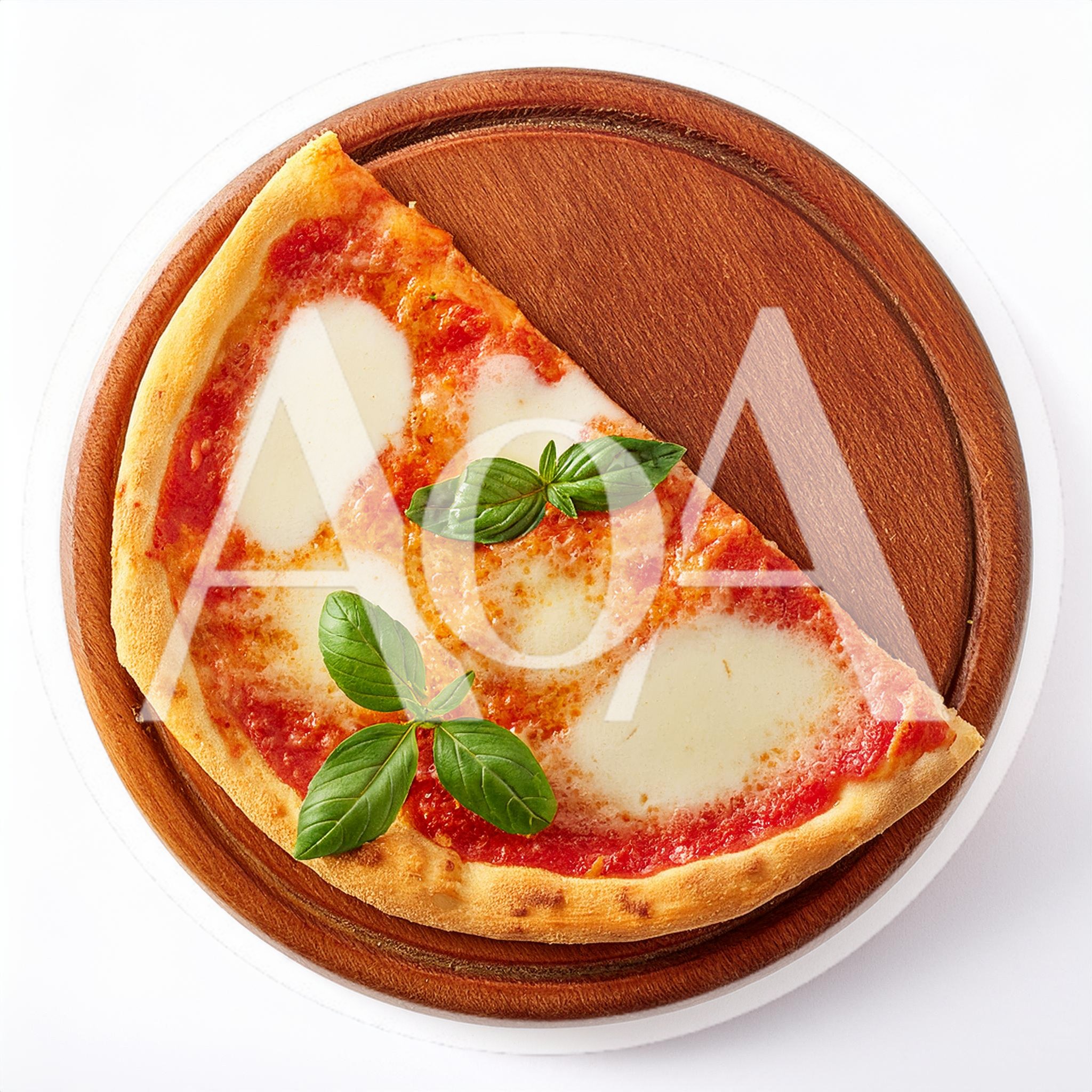Half Margherita Pizza on Wooden Serving Board