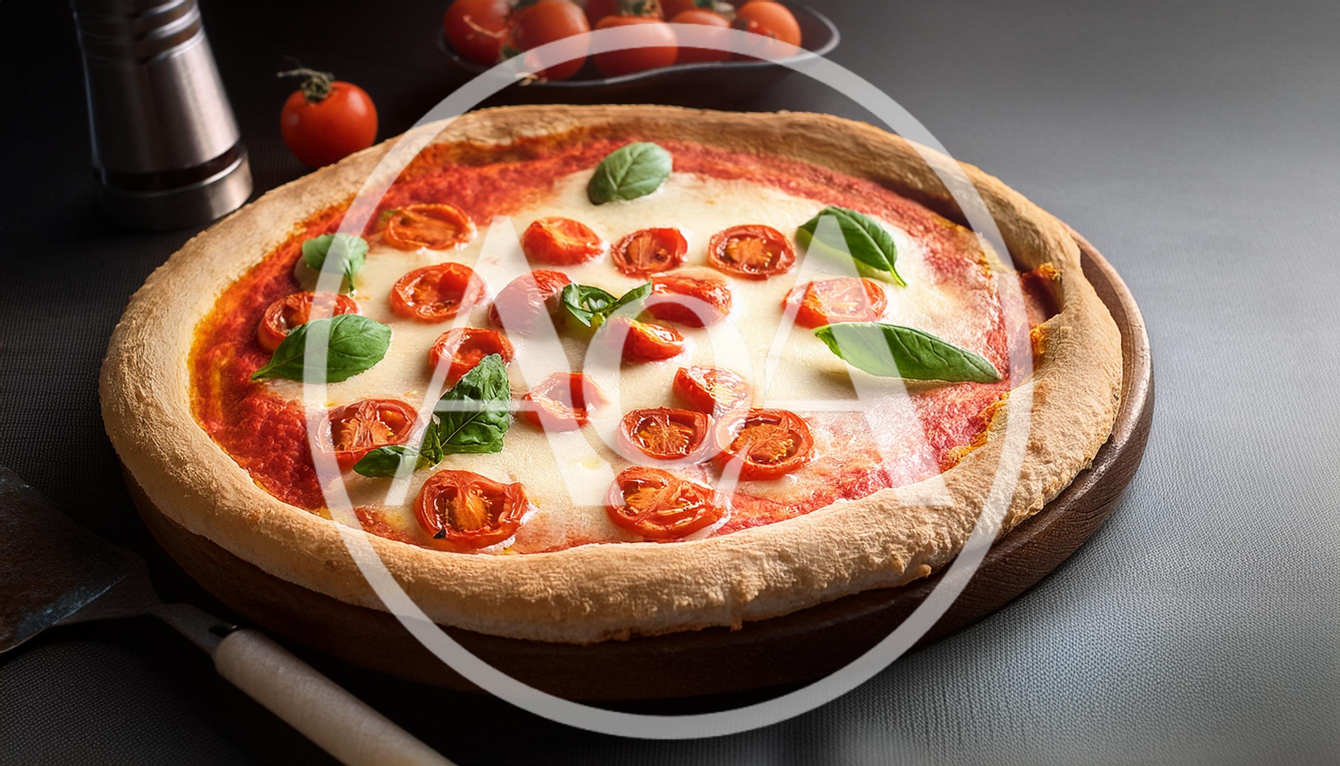 Fresh Margherita Pizza With Cherry Tomatoes And Basil