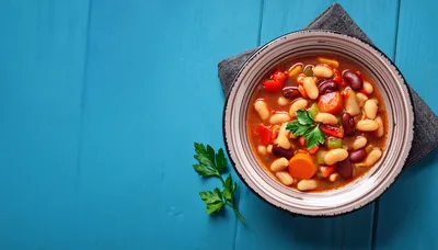 Bowl Of Hearty Vegetable Bean Soup
