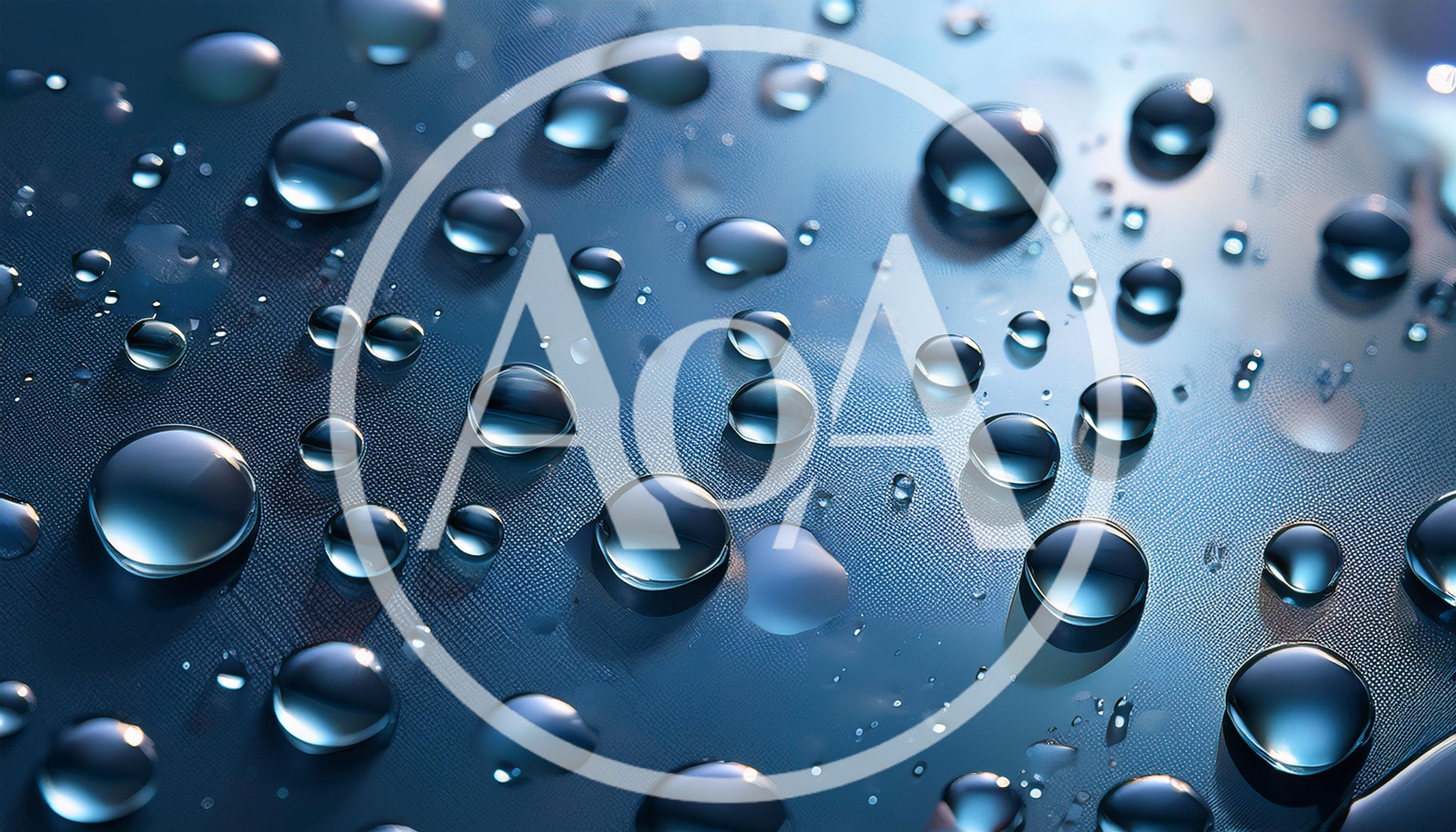 Water Droplets On A Textured Blue Surface