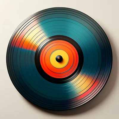 Colorful Vinyl Record Disc On Plain Background