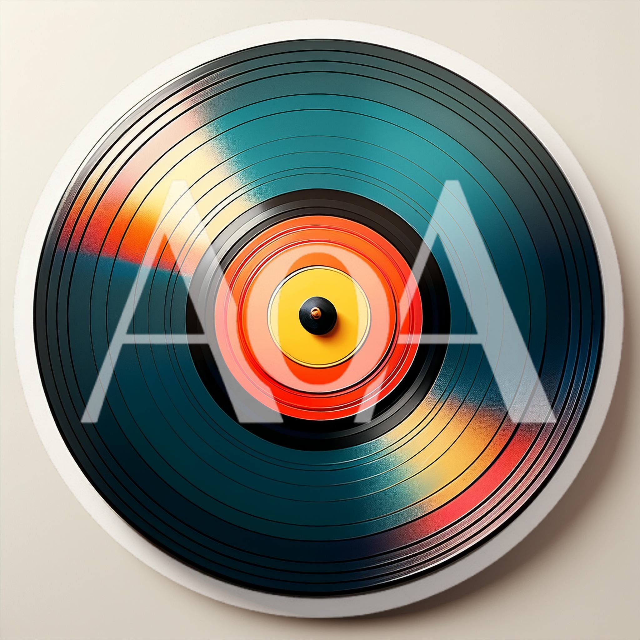 Colorful Vinyl Record Disc On Plain Background