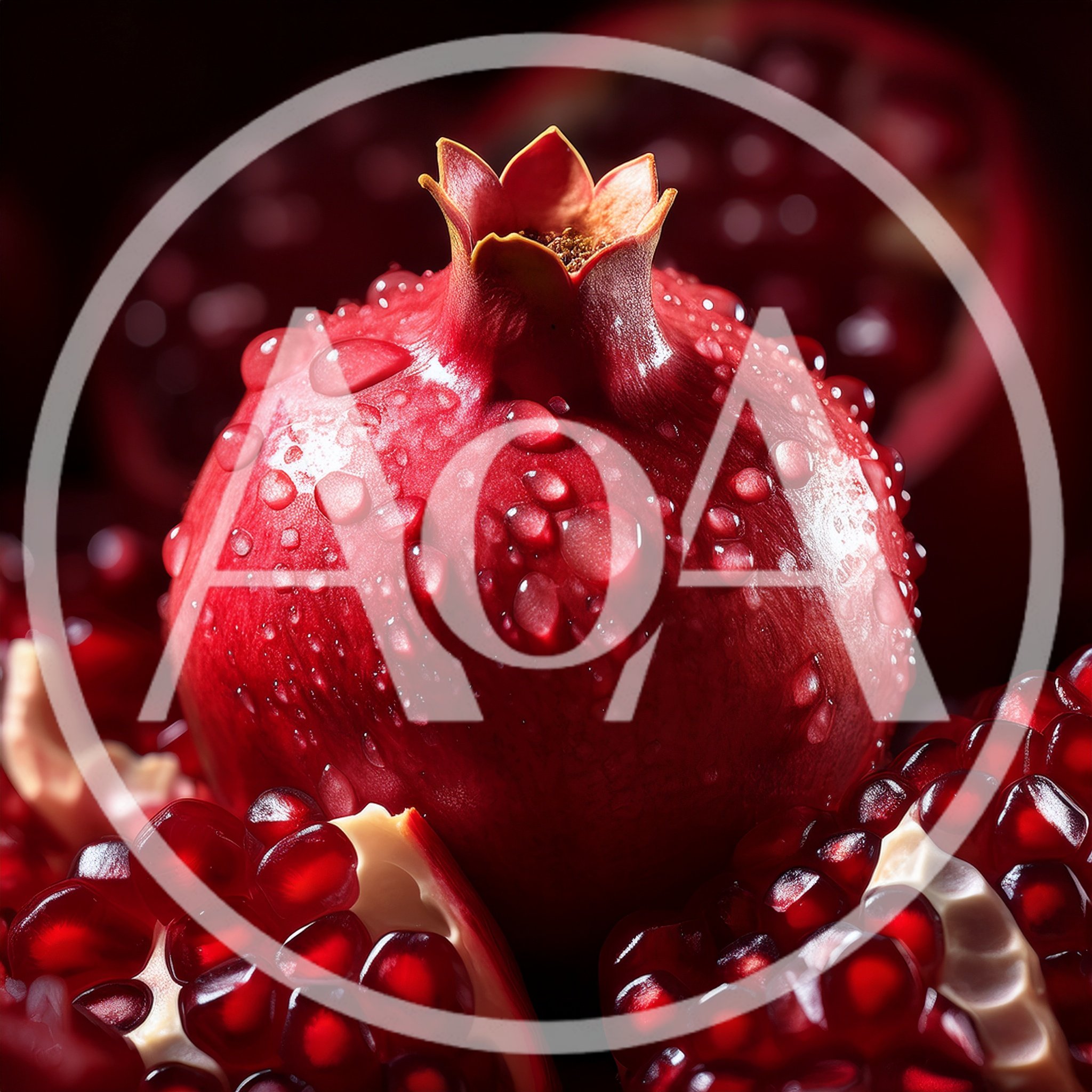 Fresh Whole Pomegranate With Water Droplets