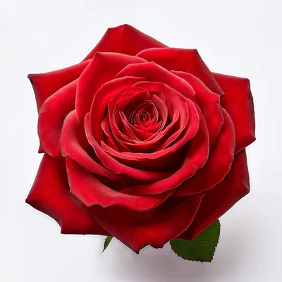 Single Vibrant Red Rose Bloom Isolated On White