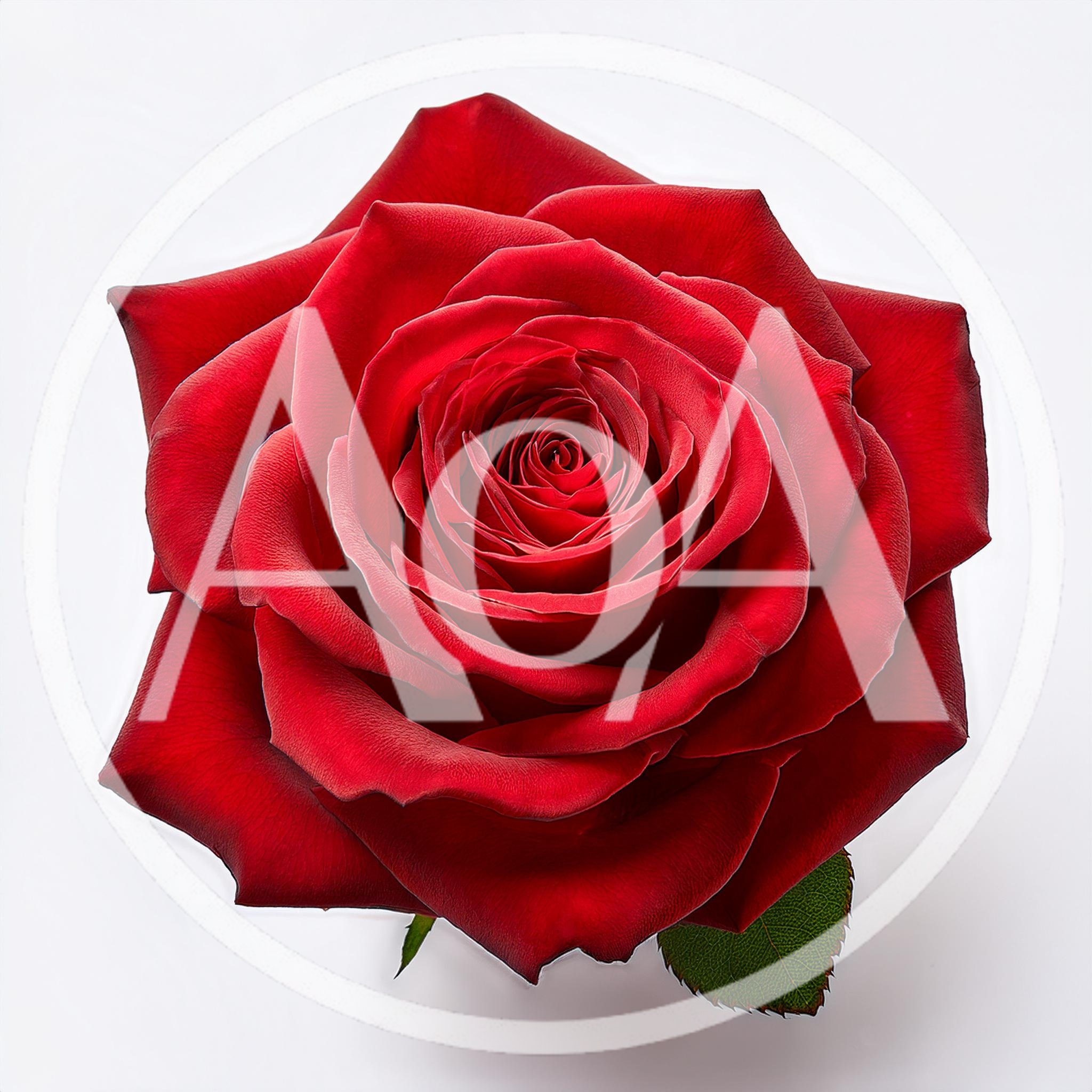Single Vibrant Red Rose Bloom Isolated On White