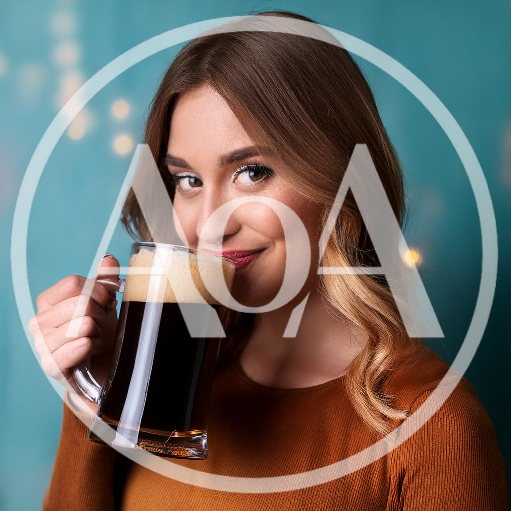 Young Woman Drinking Dark Beer From A Glass Mug