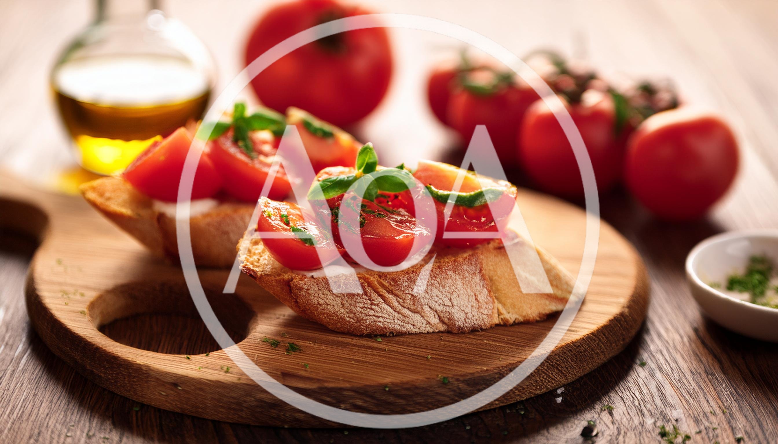 Fresh Tomato Bruschetta on a Wooden Cutting Board