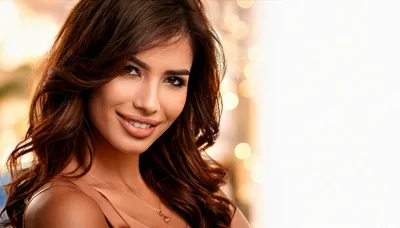 Portrait Of A Beautiful Woman With Wavy Brown Hair