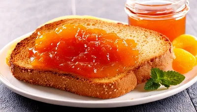 Toasted Bread Slice With Apricot Jam