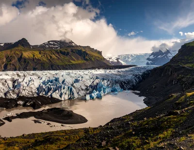 Svinafellsjokull Glacier Tongue and Proglacial Lake in Iceland