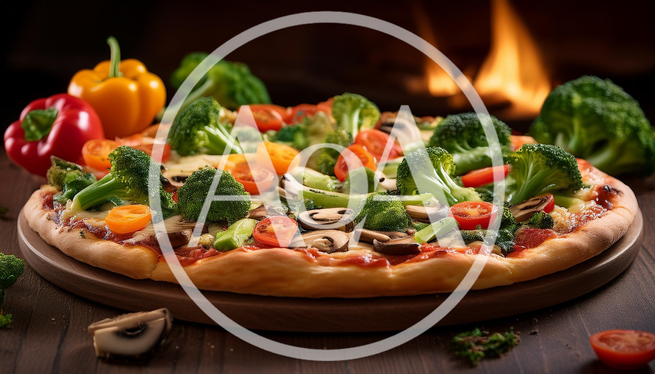 Fresh Vegetable Pizza With Broccoli And Mushrooms