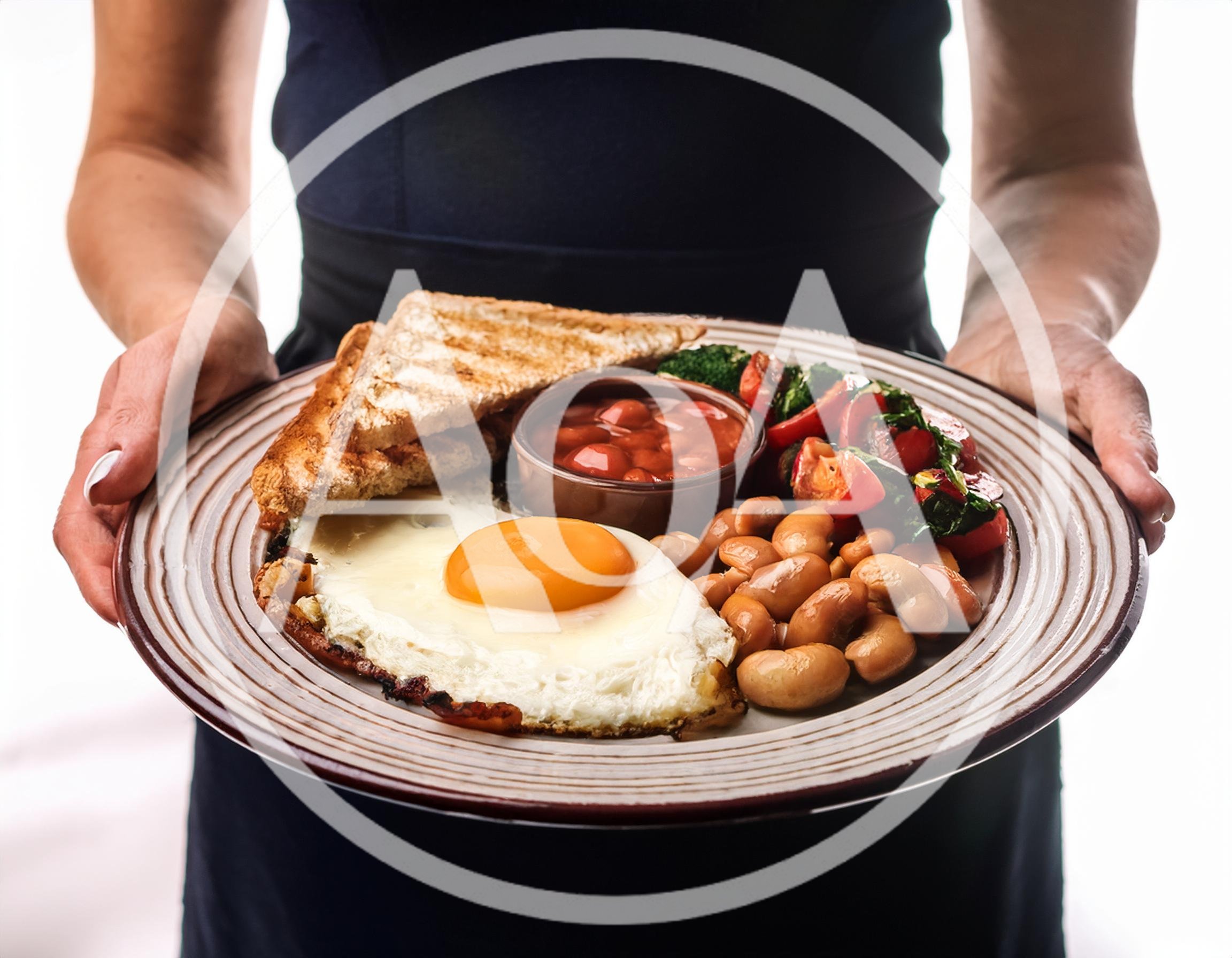 Person Holding A Plate Of Breakfast Food