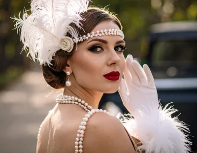 Elegant Woman Dressed In 1920s Flapper Style