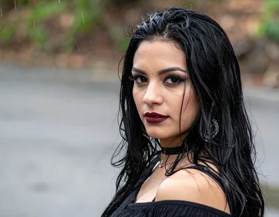 Portrait Of A Young Woman In The Rain