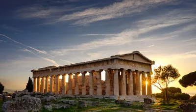 Temple of Hephaestus at Sunset in Athens