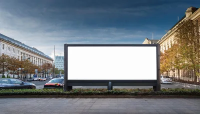 Blank Billboard Mockup on a Busy City Street