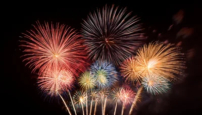 Vibrant Multi-Colored Fireworks Display Against Night Sky