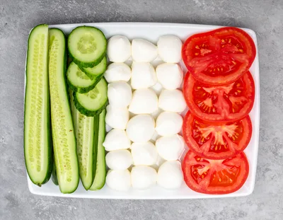 Italian Flag Food Platter With Vegetables And Cheese