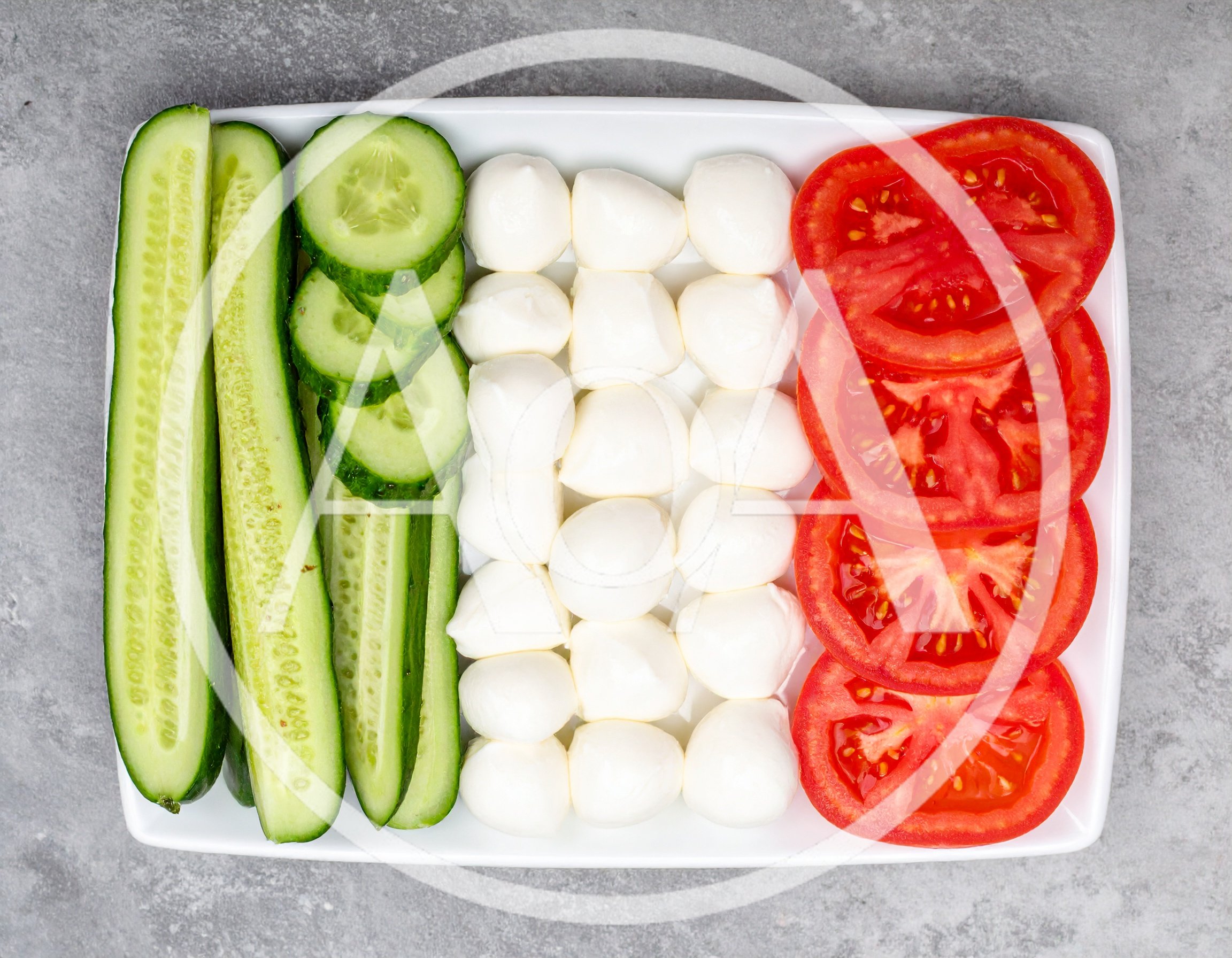 Italian Flag Food Platter With Vegetables And Cheese